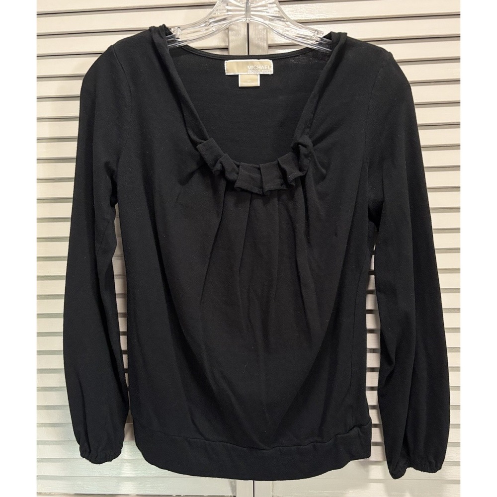 Michael Kors Black Sweater Long Sleeve Scoop/Gathered Neck Size‎ Small
